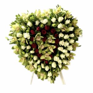 Καρδιά Κηδείας από τριαντάφυλλα και ορχιδέες