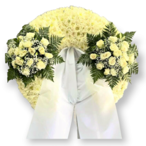 Στεφάνι Κηδείας με δύο συνθέσεις στις κορυφές