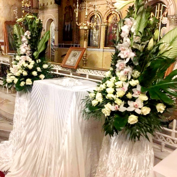 Church Flower Decoration at a Memorial Service