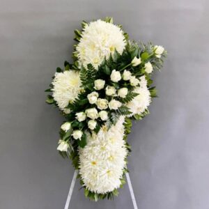 Funeral Cross with Floral Arrangement