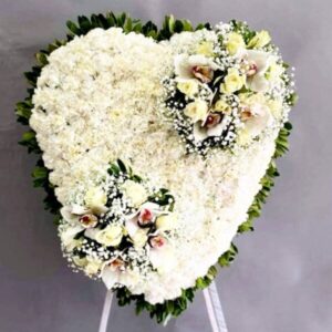 Funeral Heart with Orchid Arrangement