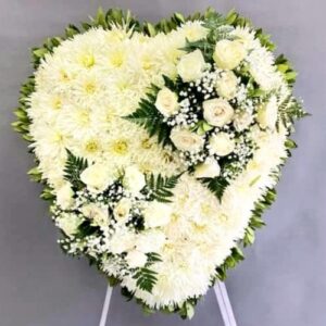 Funeral Heart with Two Rose Bouquets