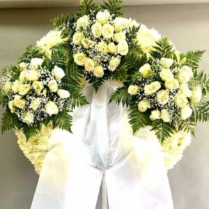 Funeral Wreath with Three Floral Arrangements