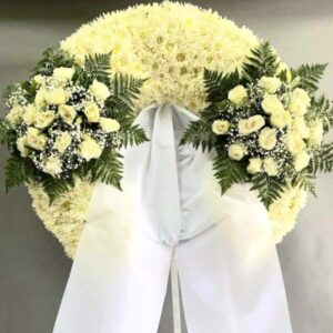 Funeral Wreath with Two Floral Arrangements