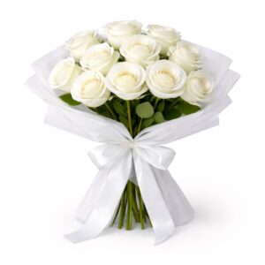 μπουκέτο με 10 λευκά τριαντάφυλλα