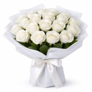 μπουκέτο με 20 λευκά τριαντάφυλλα stefanikidias.gr